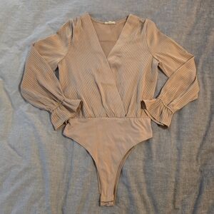 Promesa Taupe Ribbed Bodysuit